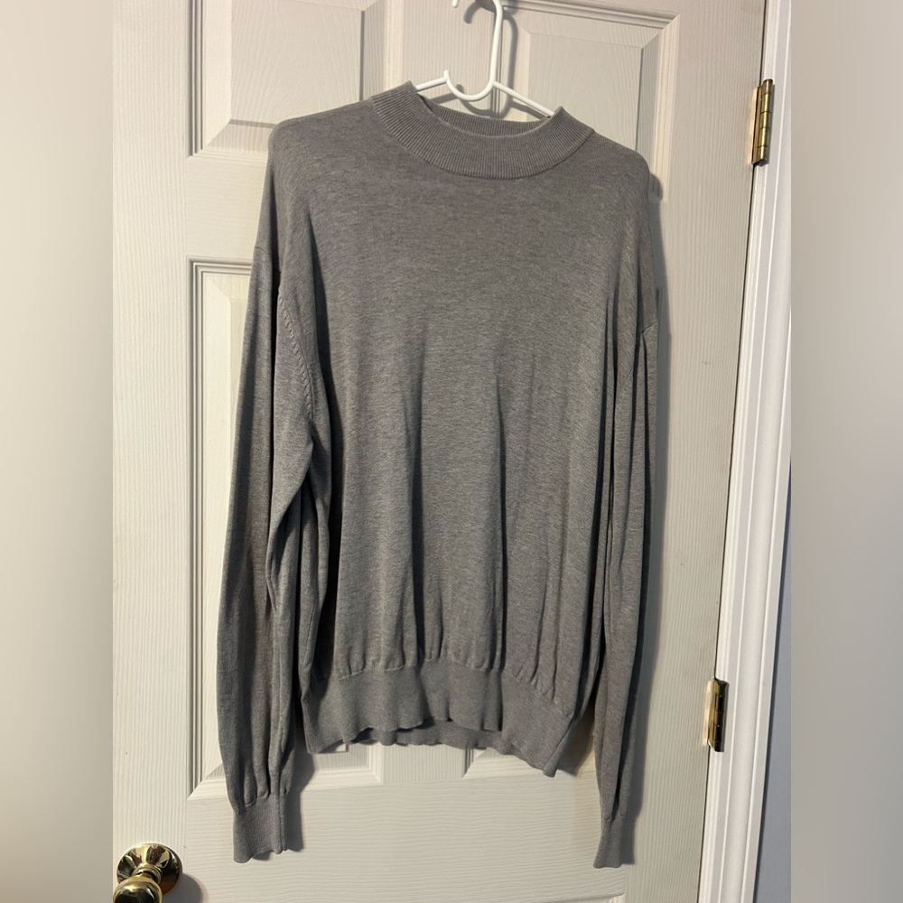 Tulliano Gray high crew neck silk cotton blend Sweater size XL